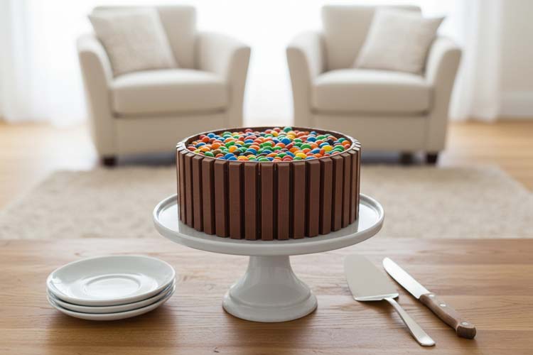 Kitkat-taart met M&M's maken
