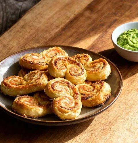 Bladerdeeghapjes met zalm maken